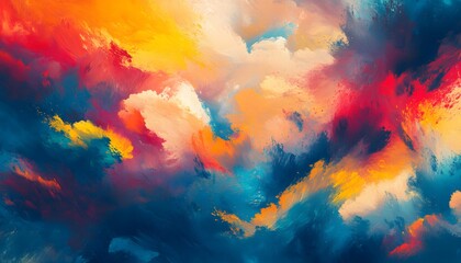 Obraz premium Colorful abstract painting with vibrant hues and textured brushstrokes