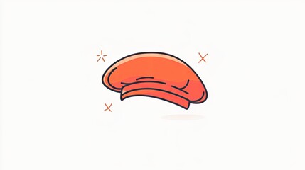 A vibrant orange beret illustration floating against a clean white background, showcasing simplicity