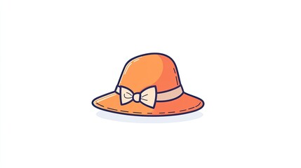 A vibrant orange sun hat with a bow, set against a minimalistic white background, ideal for summer fashion