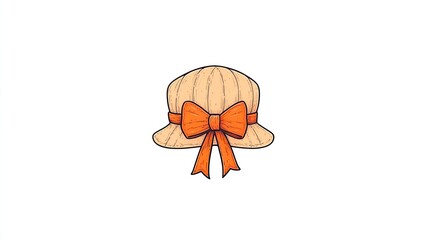 A stylish beige hat with an orange bow, set against a plain white background for fashion display