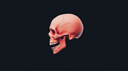 Realistic side view of a human skull against a dark background, highlighting anatomical details