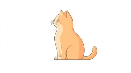 A side view of a stylized orange cat sitting gracefully against a white background