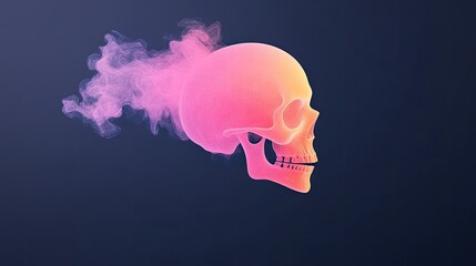 A vibrant, glowing skull exuding colorful smoke against a dark background, symbolizing creativity