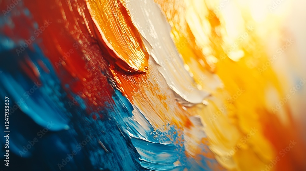 Poster abstracted colorful brushstrokes on canvas in a vibrant art piece with dynamic patterns