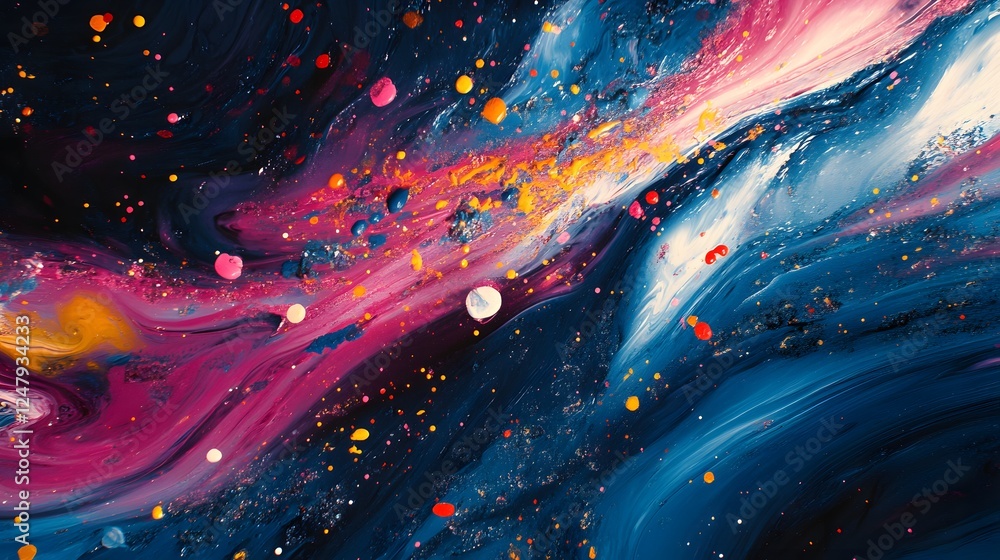 Poster abstract colorful splashes on canvas art studio vibrant dynamic artistic masterpiece