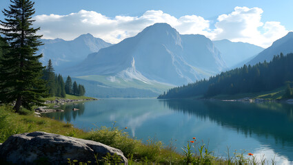 Mountain landscape with a serene lake