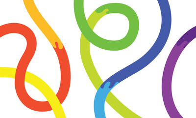 Abstract Wavy Rainbow Lines. Vector Celebration Squiggle Ribbons. Swirl Neon Colored Lines. Background with Gradient Curve Shapes