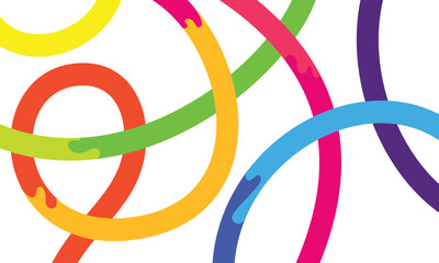 Obraz premium Abstract Wavy Rainbow Lines. Vector Celebration Squiggle Ribbons. Swirl Neon Colored Lines. Background with Gradient Curve Shapes