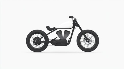Fototapeta premium Sleek custom motorcycle design showcased in minimalist studio setting with neutral background