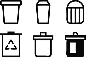 Trash garbage can, bin waste vector
