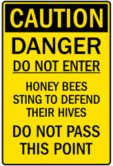 Honey bee farm safety sign