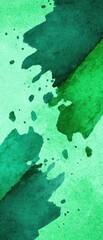 A vibrant watercolor design featuring varying shades of green, with dynamic brush strokes and splashes creating a lively, artistic effect.
