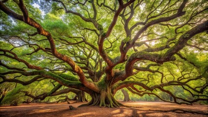 Intricate Branches of Angel Oak Tree in Nature, outdoors, wooden,  outdoors, wooden, woodland, nature photography