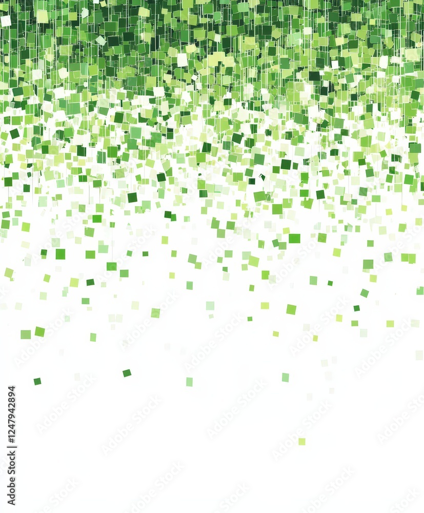 Aufkleber green abstract background with pixelated square patterns falling down