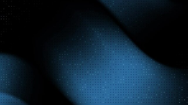 Deep blue abstract forms shifting through darkness with subtle grid overlay, creating mysterious dimensional movements