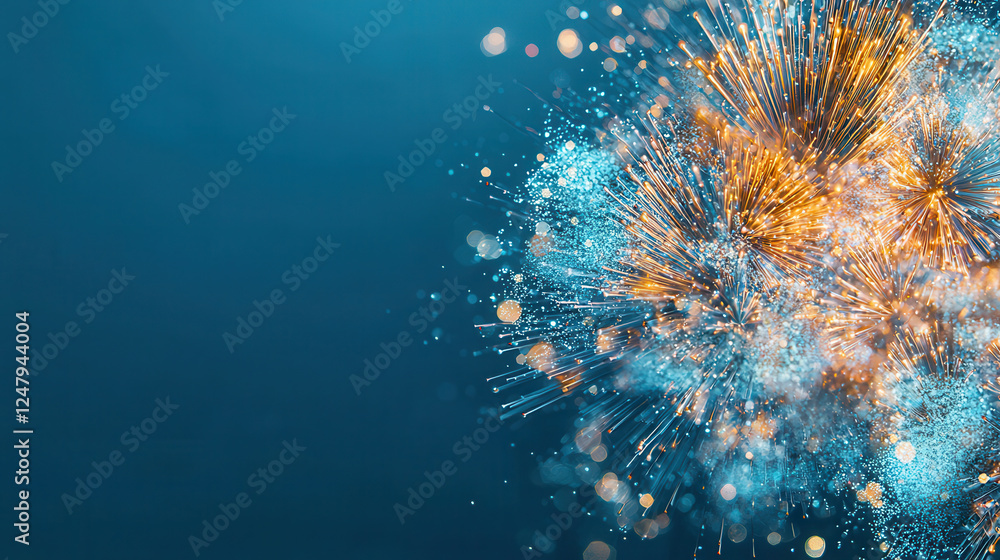 Poster colorful fireworks display with sparkling lights and vibrant colors, creating festive atmosphere