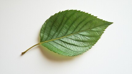Fototapeta premium Single Green Leaf on White Background