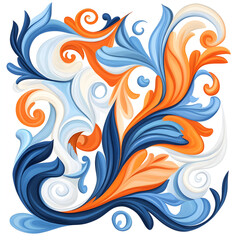 Fototapeta premium Vibrant abstract swirls in blue, orange, and white create dynamic design