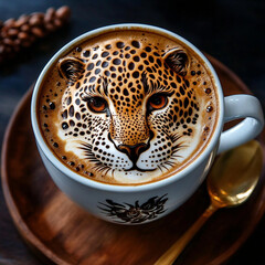 leopard coffee art 