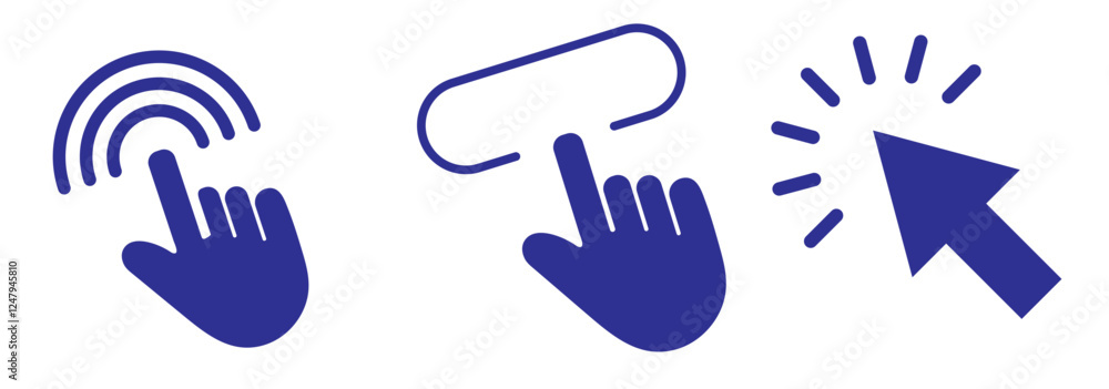Leinwandbilder computer mouse click cursor arrow icons set. clicking cursor. hand cursors icons click set. pointer 