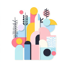 Obraz premium Colorful abstract shapes and patterns create vibrant composition