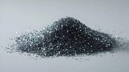 Silver powder pile, studio shot, industrial material, background neutral