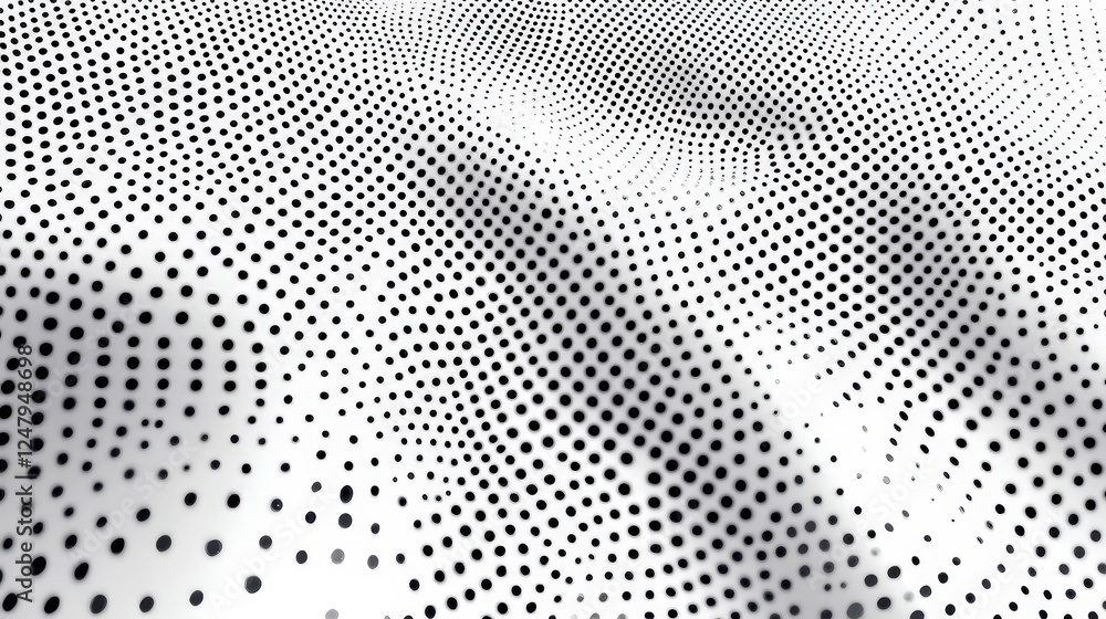 Poster abstract background with dots in a wavy pattern on white surface