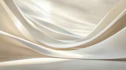 Fototapeta premium Soft, flowing fabric creates serene and elegant atmosphere in this image. gentle curves and light tones evoke sense of calm and tranquility