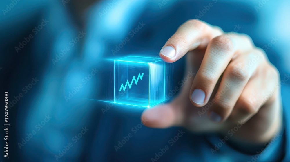 Poster finger activating a button, interface interaction, user experience and technological advancement in 