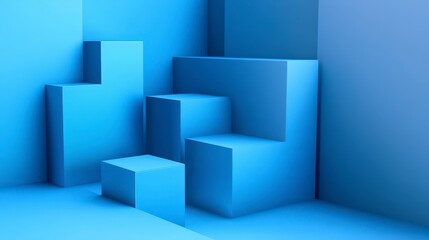 Obraz premium Abstract Blue Geometric Shapes with Varying Heights and Dimensions