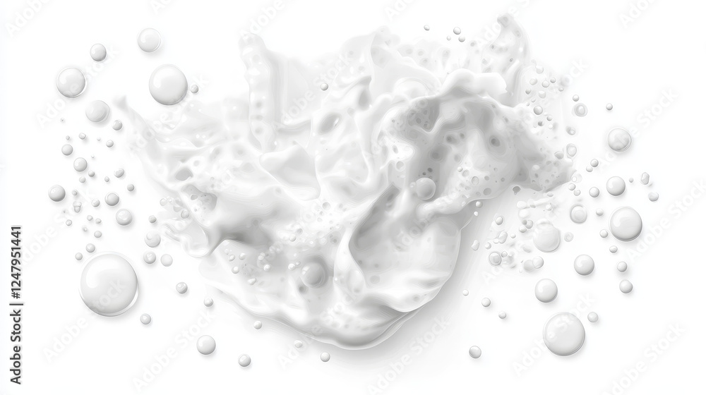 Poster sud soap foam bath realistic vector illustration set. white shampoo and detergent lather round and c