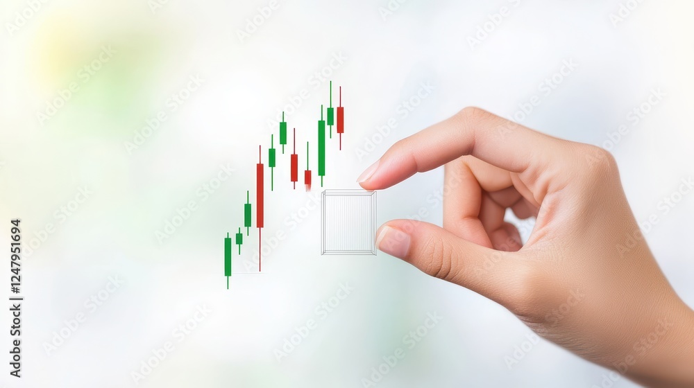 Aufkleber handheld screen displaying dynamic red and green chart, market trends data analysis