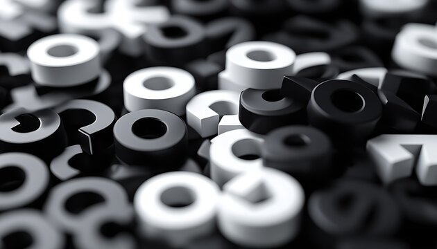 Abstract black and white numbers background