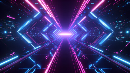 ネオン輝く未来的な3Dジオメトリ07