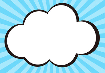Pop title banner with cloud speech bubbles and concentrated lines vector illustration blue