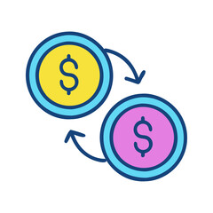 Obraz premium Currency exchange icon with dollar and euro symbols