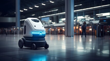 Automated Disinfection Robot Cleaning Airport Terminal Floors for Efficient Sanitization and Maintaining a Hygienic Public Space