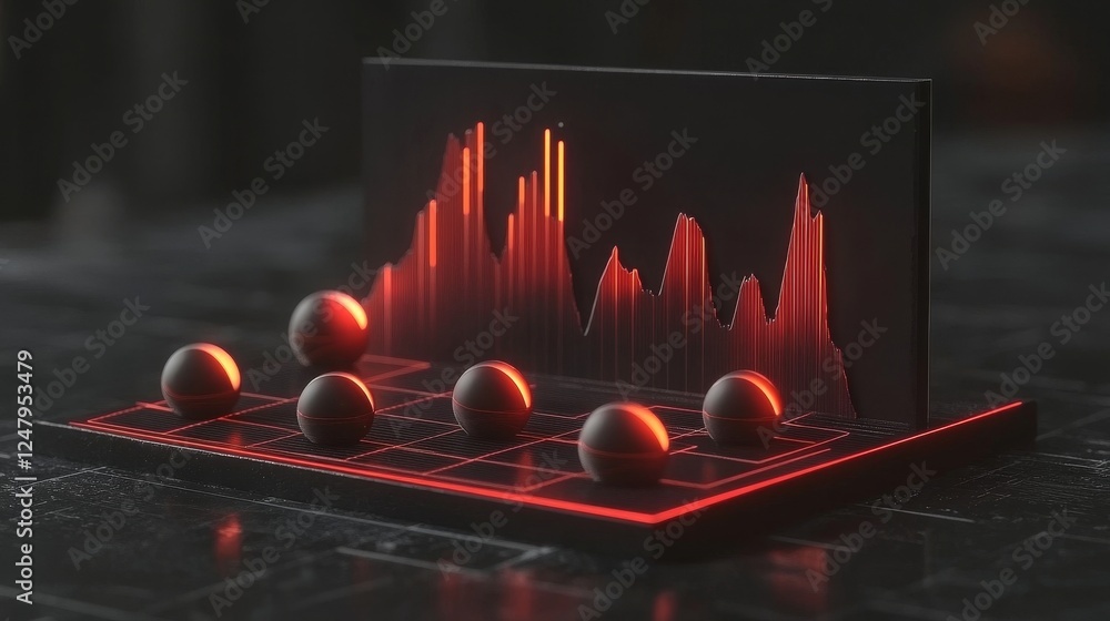 Poster abstract red glowing data visualization sphere digital art