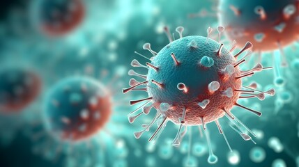 Conceptual of Microscopic Viral Respiratory Droplets Spreading Infectious Disease Outbreak and Pandemic  Abstract Biology Science Background with Molecular Cells and Particles