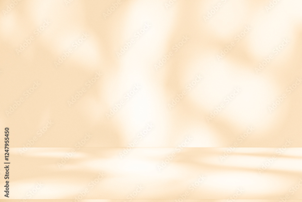 Aufkleber wall interior background, studio and backdrops show products. with leaf shadow from window color bei