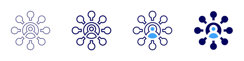 Collective project icon in 4 different styles. Thin Line, Line, Bold Line, Duotone. Duotone style. Editable stroke