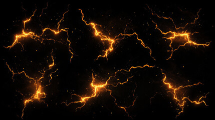 Lightning, electric thunderbolt strike, red impact, crack, magical energy flash. Powerful electrical discharge during night storm, isolated on transparent background, Realistic 3d vector bolts set