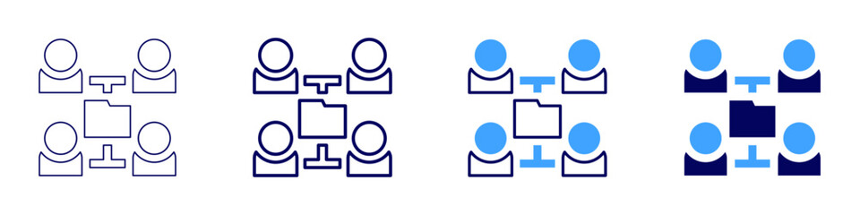 Combined projects icon in 4 different styles. Thin Line, Line, Bold Line, Duotone. Duotone style. Editable stroke