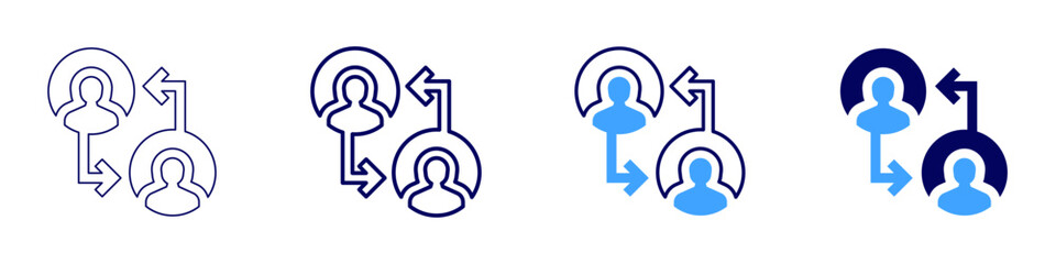 Combined mission icon in 4 different styles. Thin Line, Line, Bold Line, Duotone. Duotone style. Editable stroke