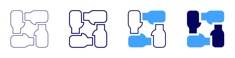 Combined initiative icon in 4 different styles. Thin Line, Line, Bold Line, Duotone. Duotone style. Editable stroke