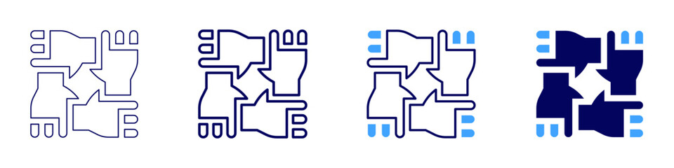 Combined strategy icon in 4 different styles. Thin Line, Line, Bold Line, Duotone. Duotone style. Editable stroke