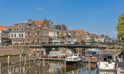 The harbour in Gorinchem, in the background canal houses along the Linge canal