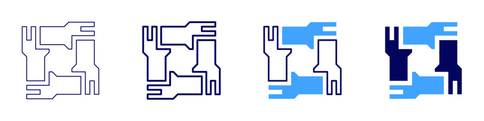 Cooperative endeavor icon in 4 different styles. Thin Line, Line, Bold Line, Duotone. Duotone style. Editable stroke