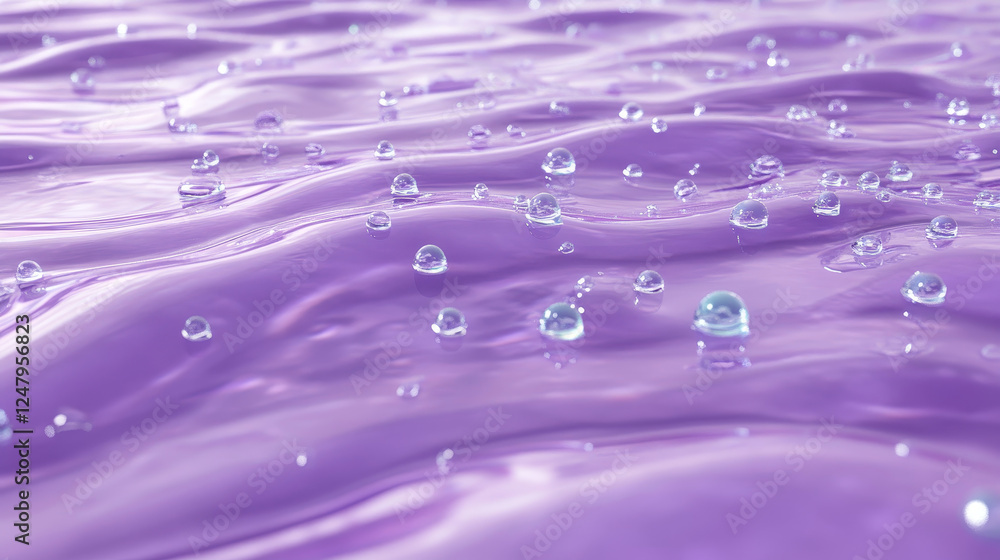 Aufkleber condensation water drops on purple horizontal background. rain droplets with light reflection abstra