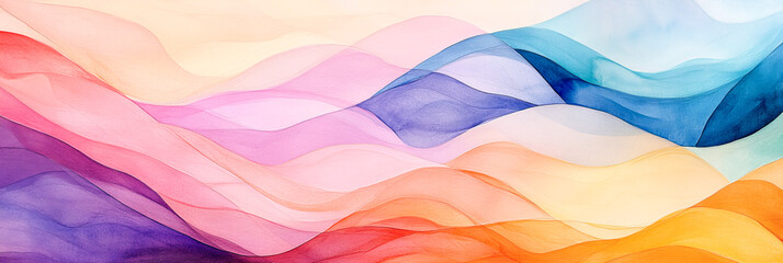 カラフルで抽象的な波打った線（イラスト）